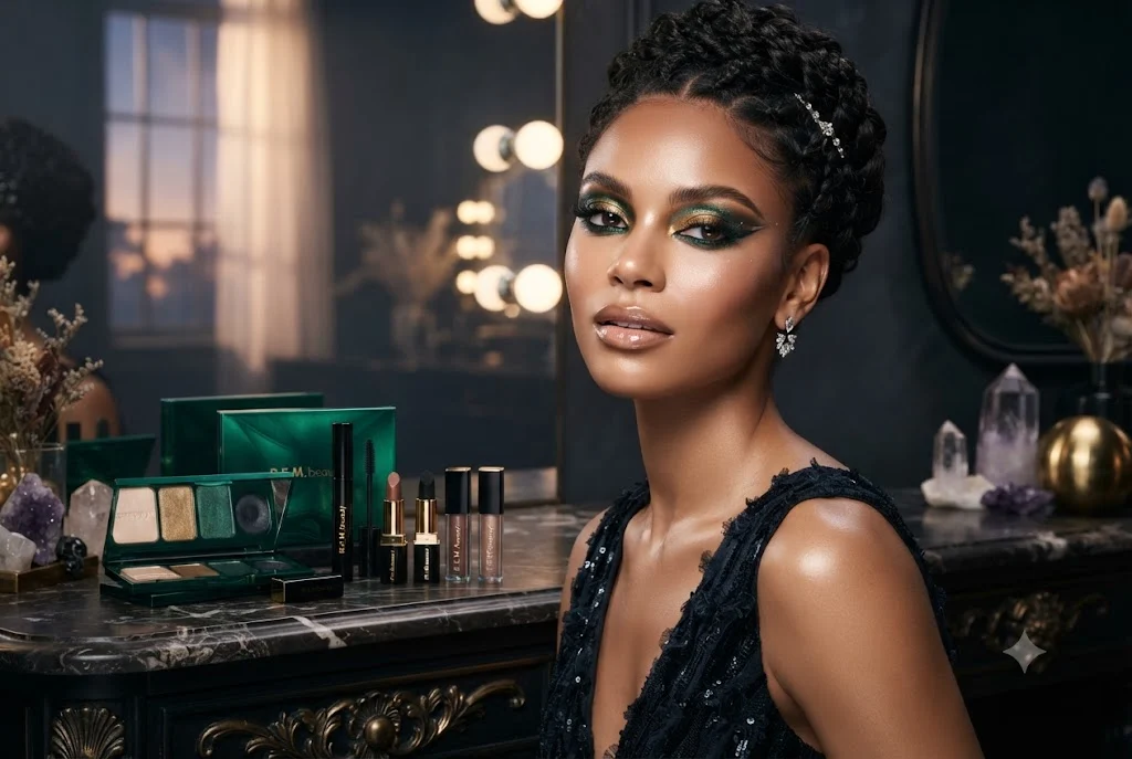 rem beauty wicked inspired fantasy makeup look with elegant eye makeup