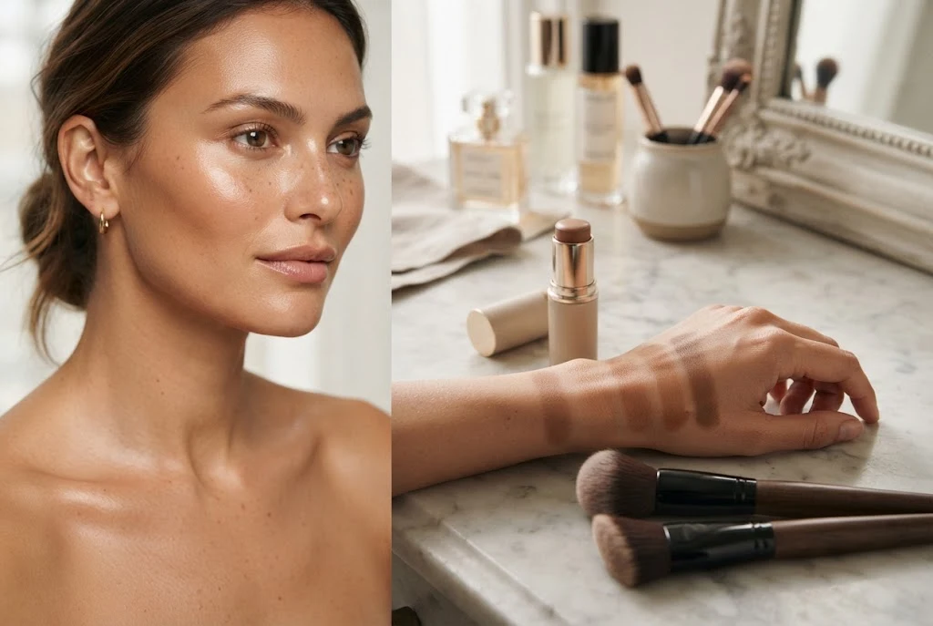 Rare Beauty contour stick and cream bronzer for sculpted makeup